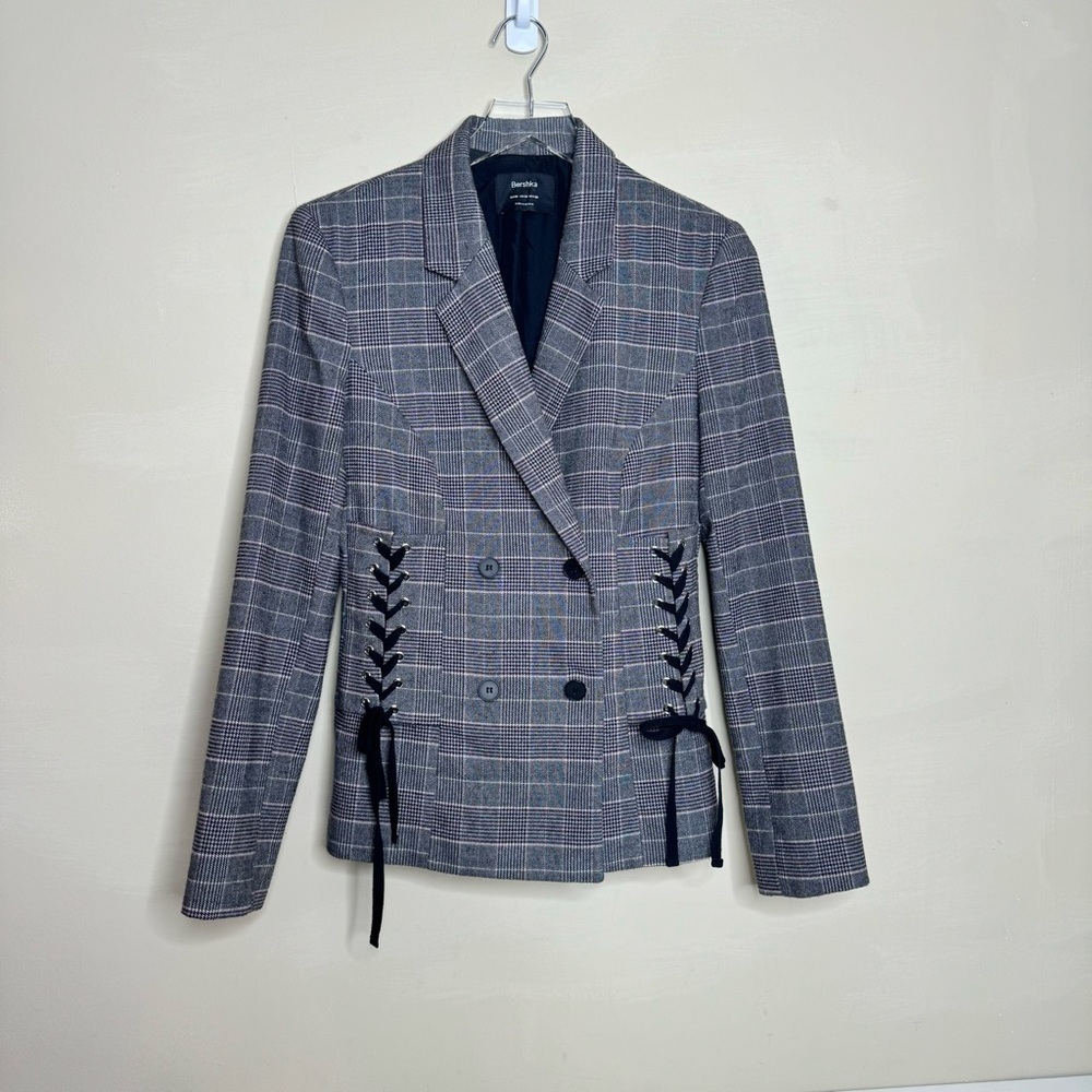 Bershka Check Lace Up blazer size medium